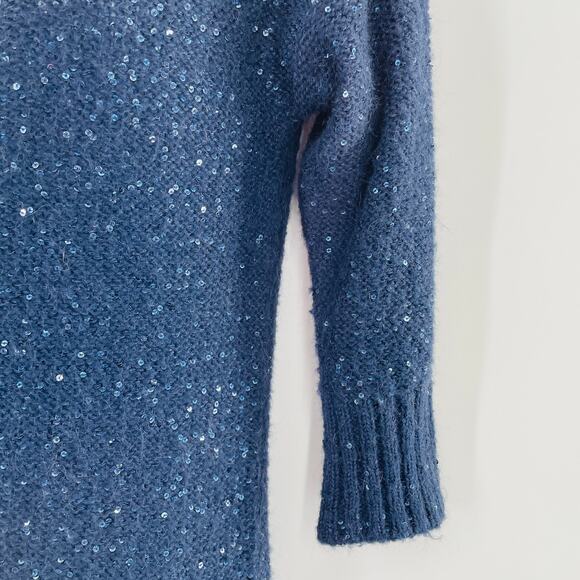A/X ARMANI EXCHANGE Sweater Navy Blue Sequin 3/4 Sleeve Pullover Women's M - Picture 5 of 8